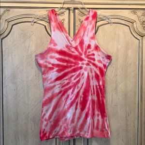 Pink tie dye work out tank with build in bra